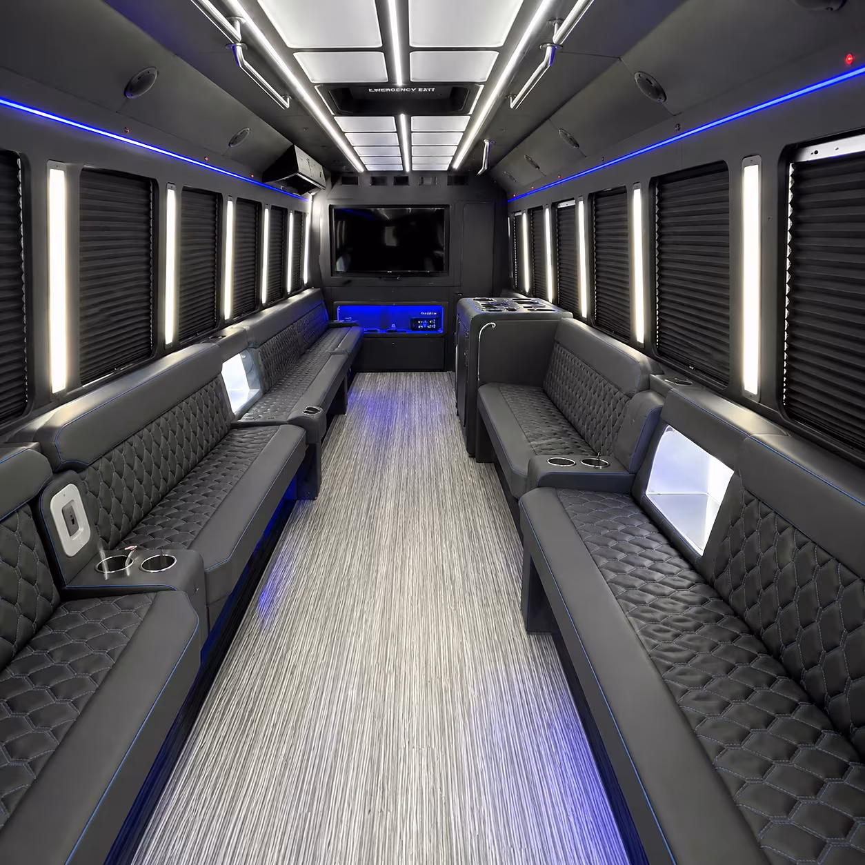 Oakland Birthday, Sweet 16, & Quinceañera Transportation party bus interior
