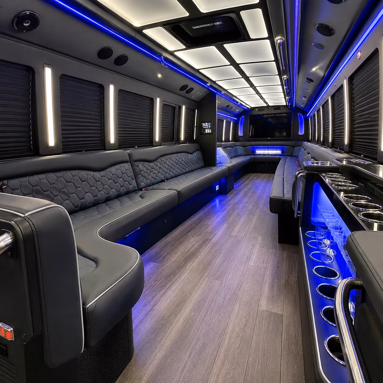 Oakland Prom & Homecoming Transportation party bus interior