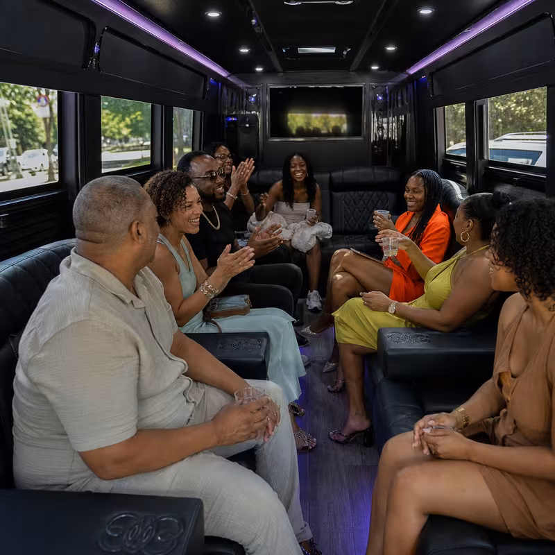 Black Mercedes Sprinter van staged for an Oakland Private Event Transportation group