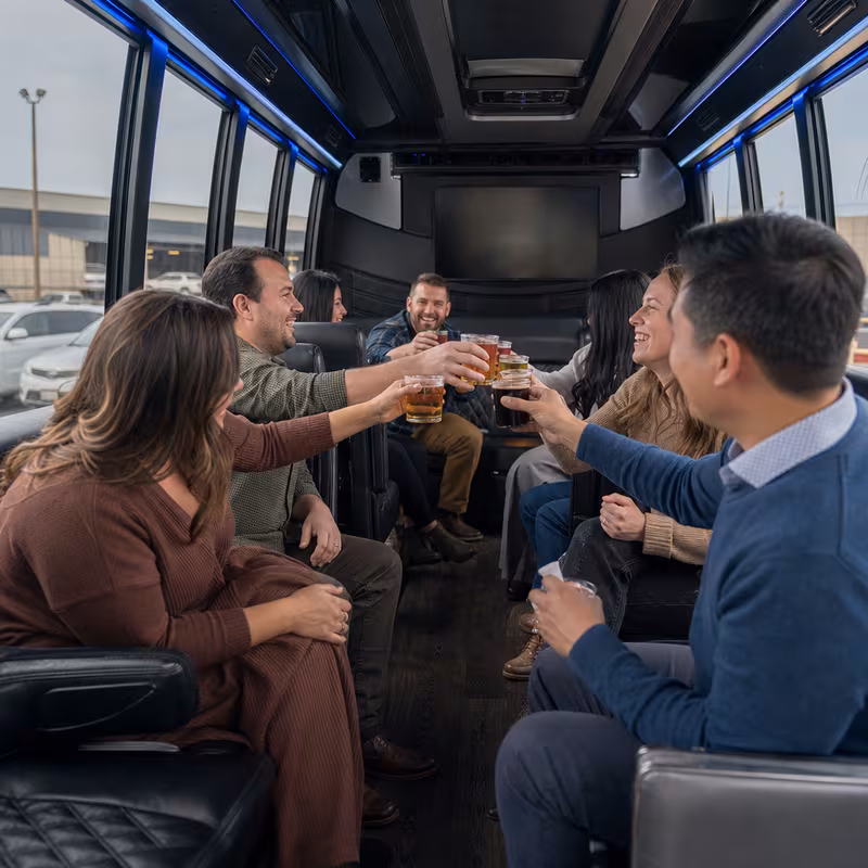 Black Mercedes Sprinter van staged for an Oakland Winery & Brewery Tour Transportation group